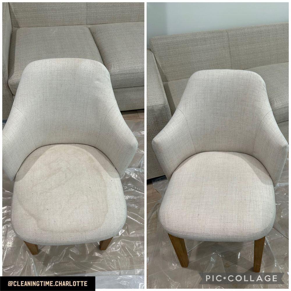 Accent chair before and after cleaning