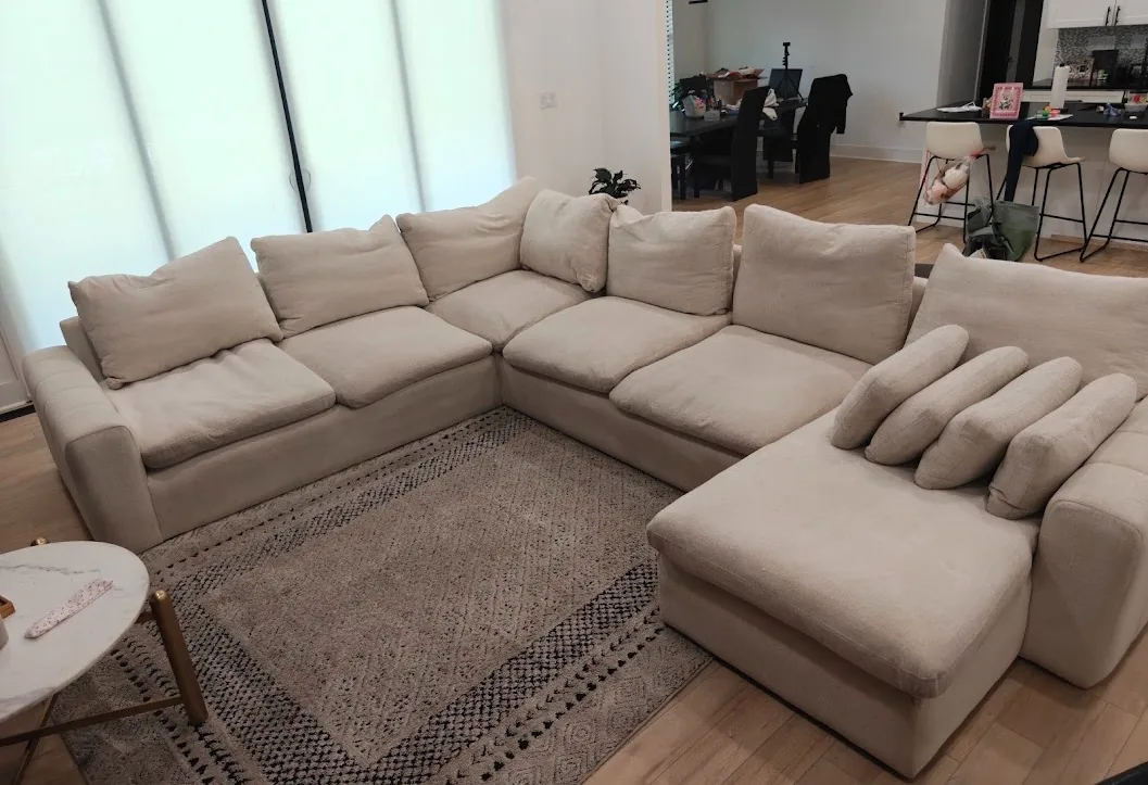 Large light sectional after professional cleaning